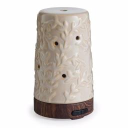 Candle Warmers Etc Flourish 9.3 in. Ceramic Ultrasonic Essential Oil Diffuser with 15 ml Essential Oil Bundle thumbnail 1