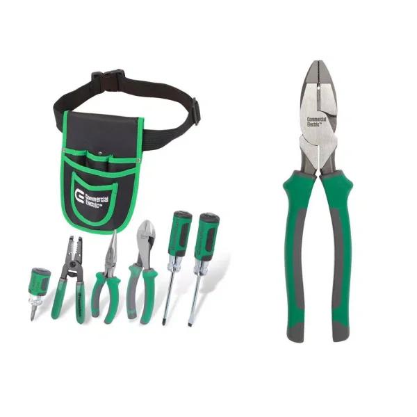 Commercial Electric 7-Piece Electrician's Tool Set with Pouch and Wire Cutting Pliers