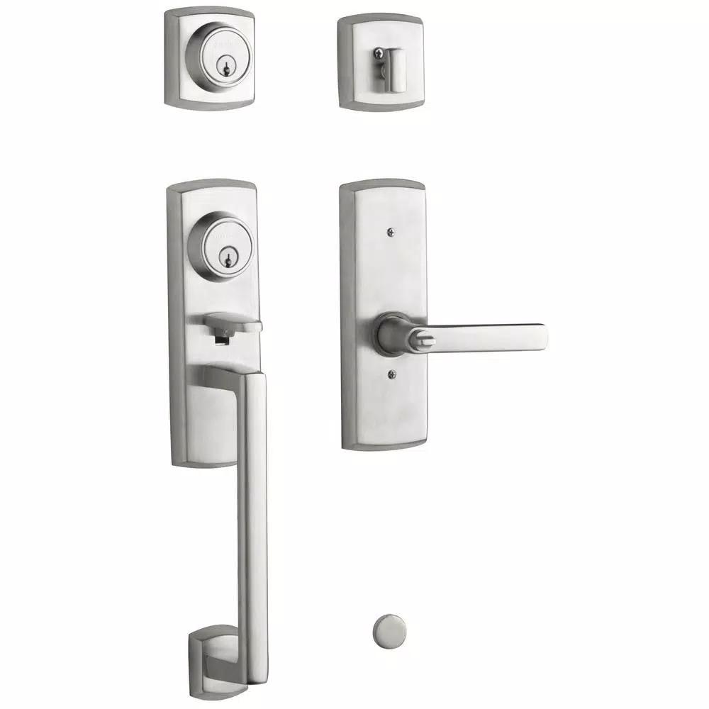 Baldwin Soho 2-Point Lock Single Cylinder Satin Chrome Left-Handed Handleset with Lever