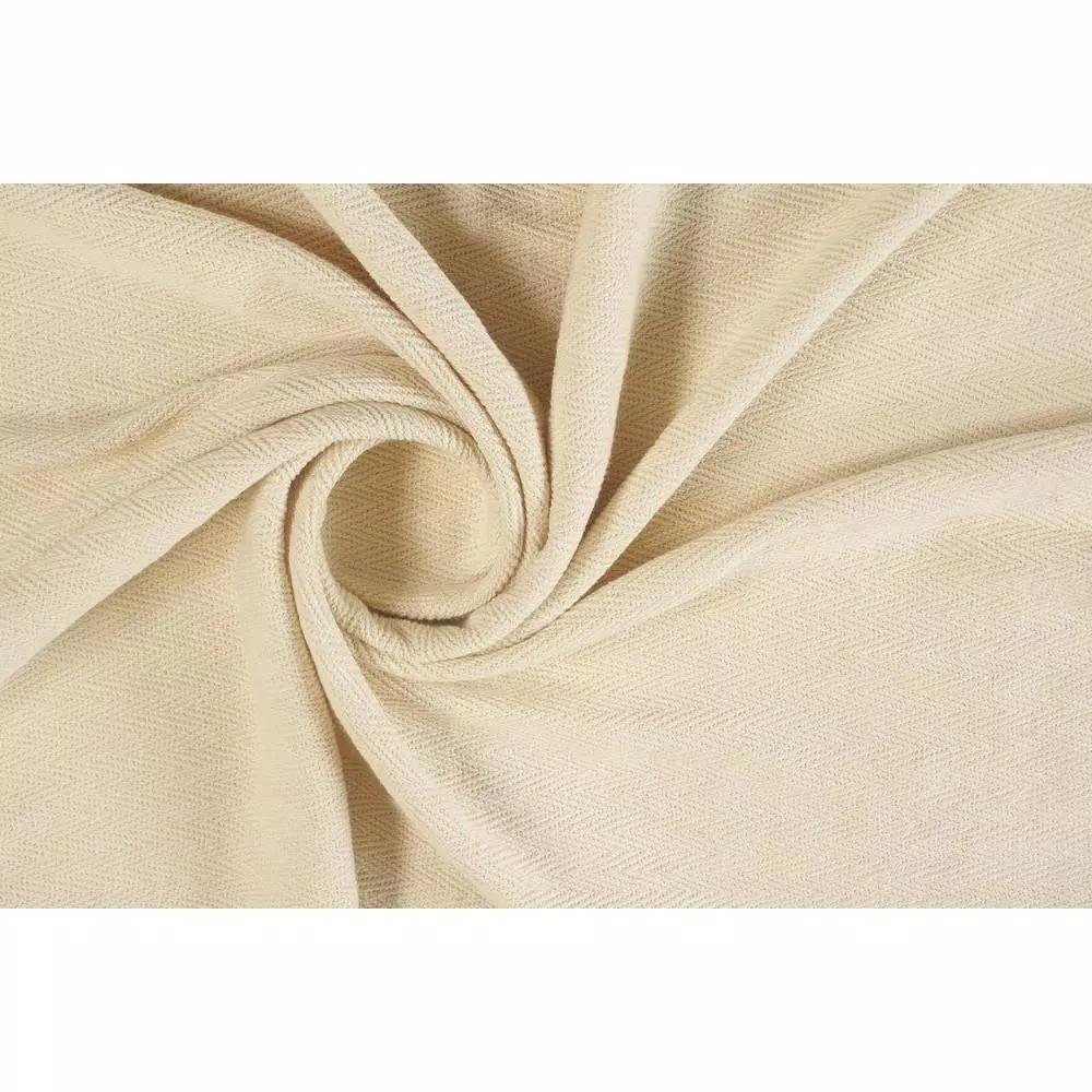 LR Home Cream Cotton Chevron & Herringbone Embroidered Braided Throw Blanket