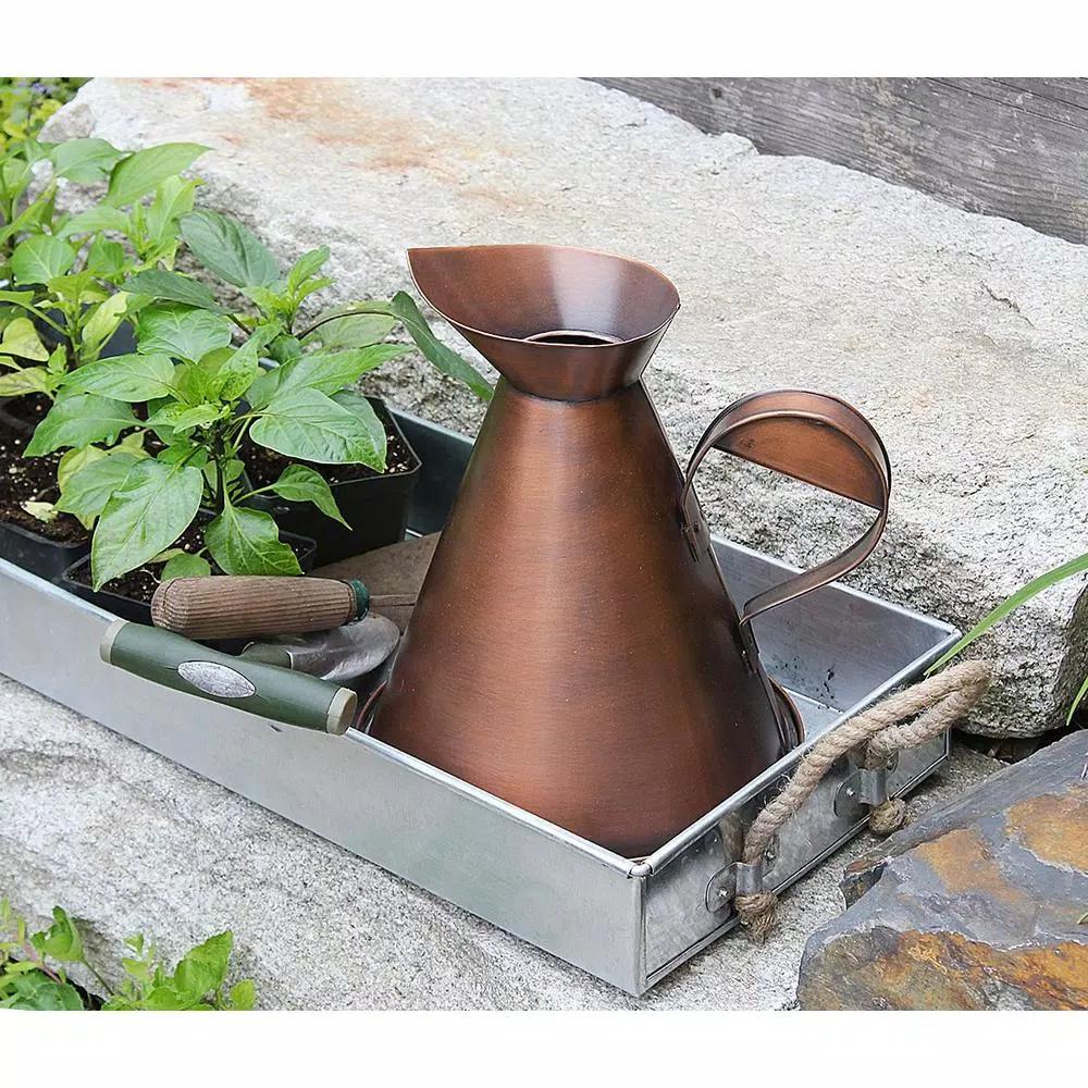 Achla Designs Galvanized Steel Serving Tray with Rope Handles, 28.25 in. x 10.25 in.