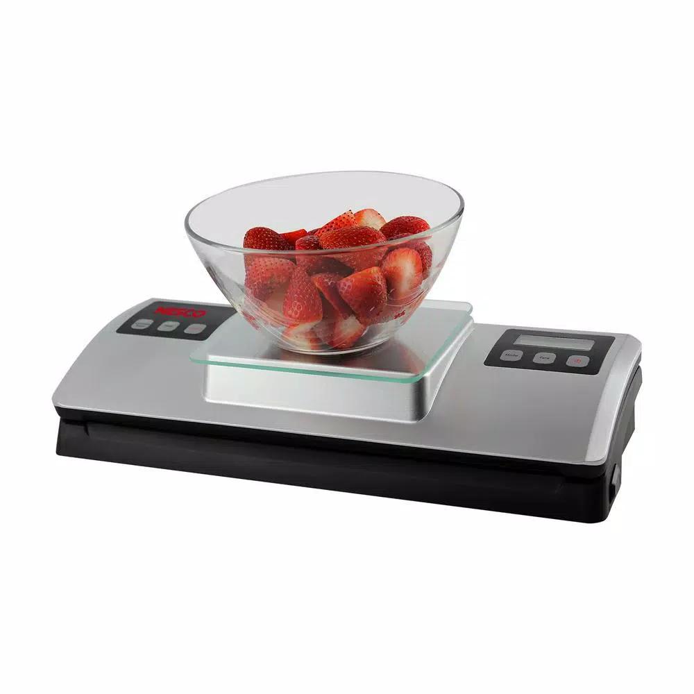 Nesco 2-in-1 Vacuum Sealer with Integrated Digital Scale and Bag Cutter, Silver