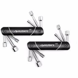 Husky 12-Piece Folding Nut Driver Set, SAE and Metric, with Black Anodized Aluminum Caddie thumbnail 1