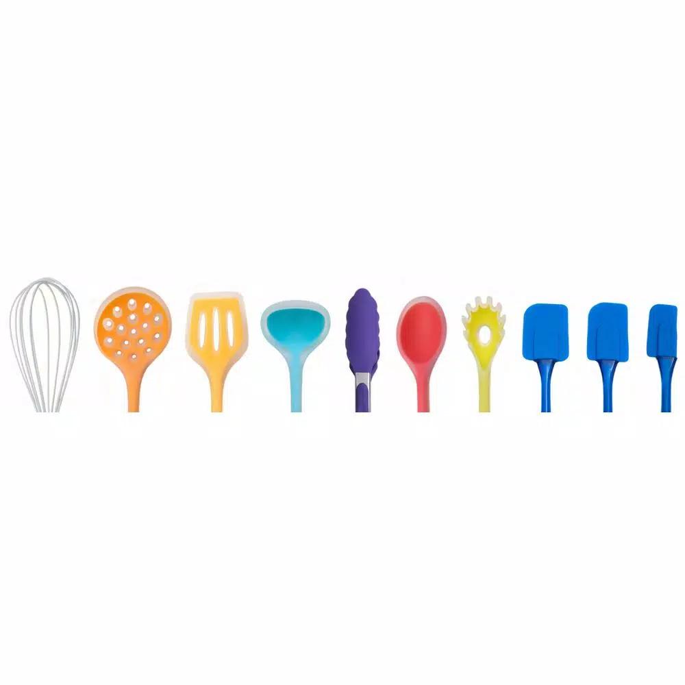 Ozeri 11-Piece All-In-One Silicone Kitchen Utensil Set with Utensil Holder, Multicolor