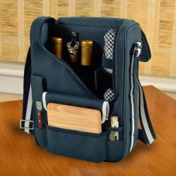 Unbranded Picnic at Ascot Bordeaux Wine and Cheese Cooler Bag Set with 2 Glass Wine Glasses thumbnail 2