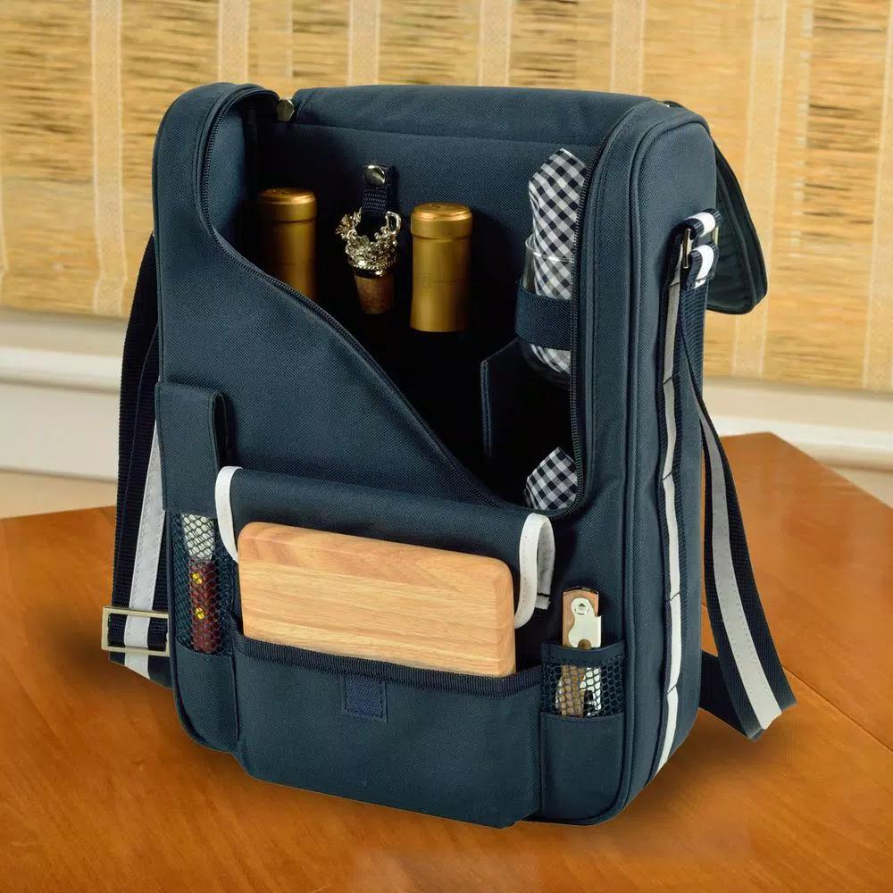 Unbranded Picnic at Ascot Bordeaux Wine and Cheese Cooler Bag Set with 2 Glass Wine Glasses