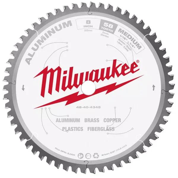 Milwaukee 8 in. 58T Carbide Teeth Aluminum and Metal Cutting Circular Saw Blade