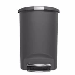 simplehuman 13 Gal. Semi-Round Plastic Step Trash Can, Grey thumbnail 2