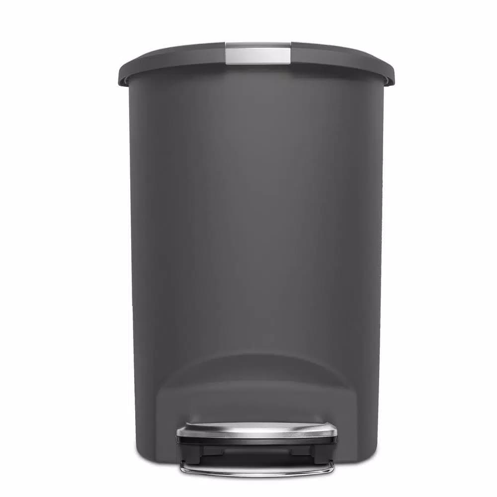 simplehuman 13 Gal. Semi-Round Plastic Step Trash Can, Grey