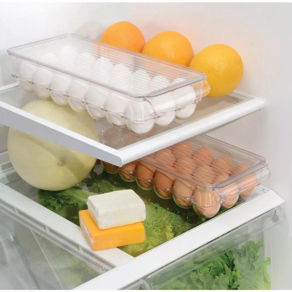 interDesign Fridge Binz 21 Egg Holder, Clear Plastic Refrigerator Storage Container
