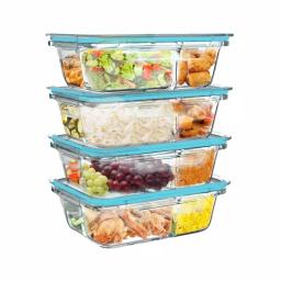 Classic Cuisine 8-Piece Borosilicate Glass Food Storage Container Set with Leak-Resistant Snap Lids thumbnail 3