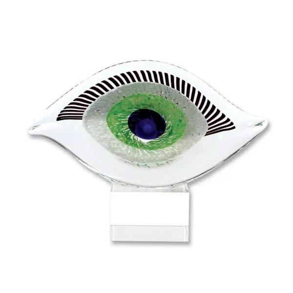 Badash Crystal Visionary Good Luck Murano Style Art Glass Eye Sculpture - 7.5 in. H x 10 in. L Abstract Centerpiece