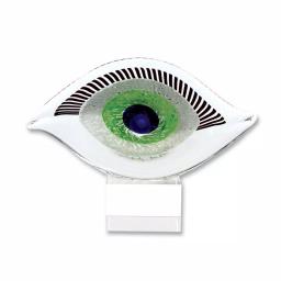 Badash Crystal Visionary Good Luck Murano Style Art Glass Eye Sculpture - 7.5 in. H x 10 in. L Abstract Centerpiece thumbnail 1