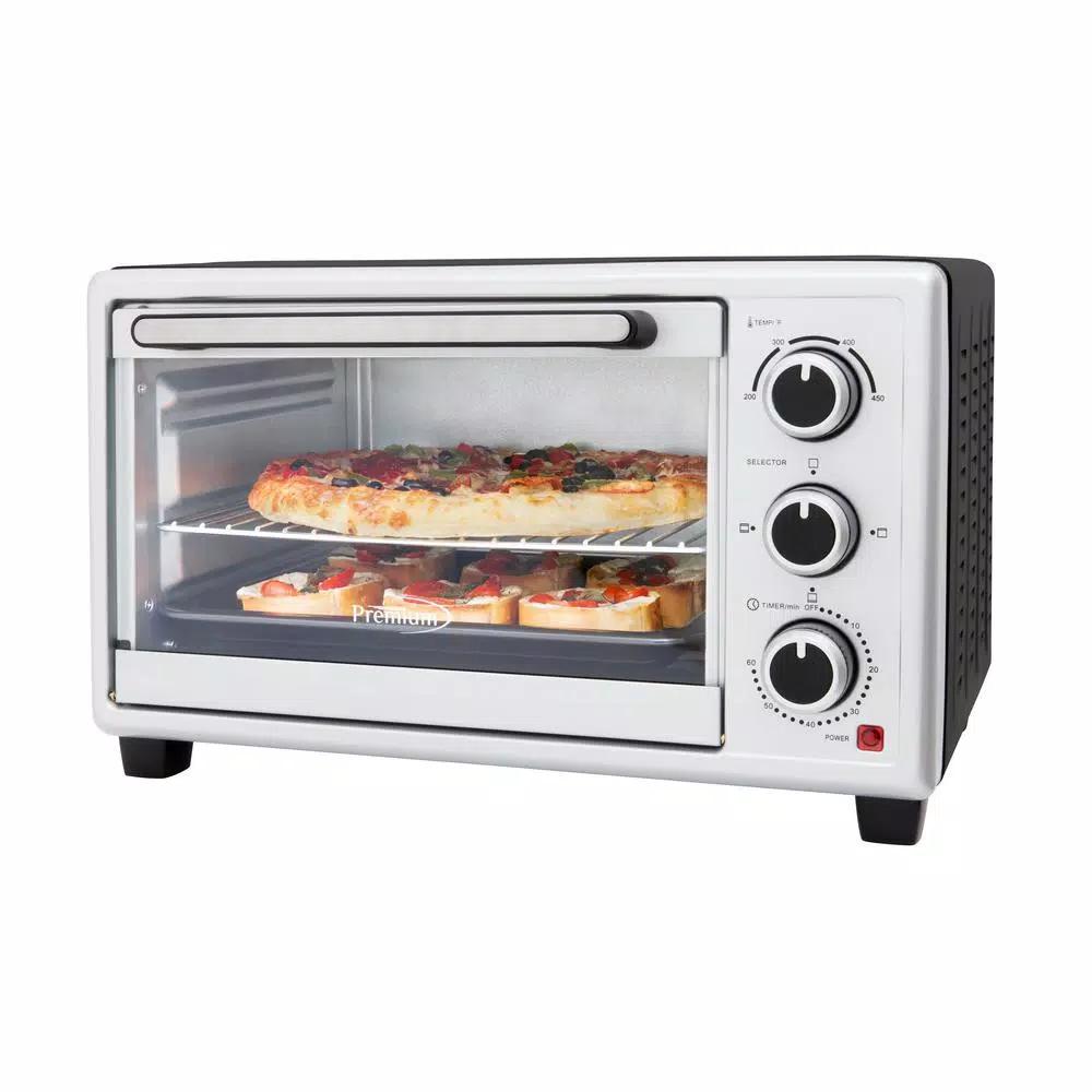 PREMIUM 1440W 6-Slice Silver Toaster Oven with 0.6 cu. ft. Capacity and Automatic Shut-Off