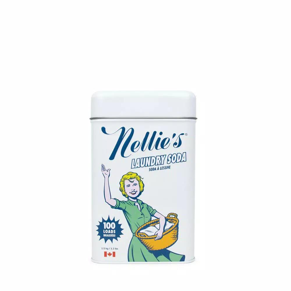 Nellie's Laundry Soda - Highly Concentrated Powder Detergent, 100 Loads, 3.3 lb Tin