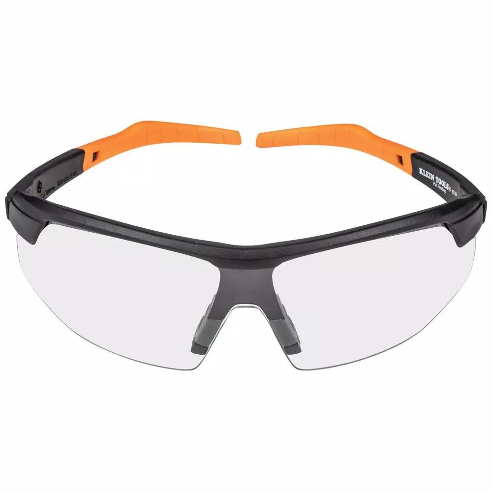 Klein Tools Safety Glasses, Clear Polycarbonate Lens, Anti-Fog & Scratch Resistant, Black/Orange