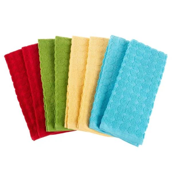Lavish Home 8-Piece Multi-Color Circle Pattern Weave 100% Cotton Kitchen Towel Set