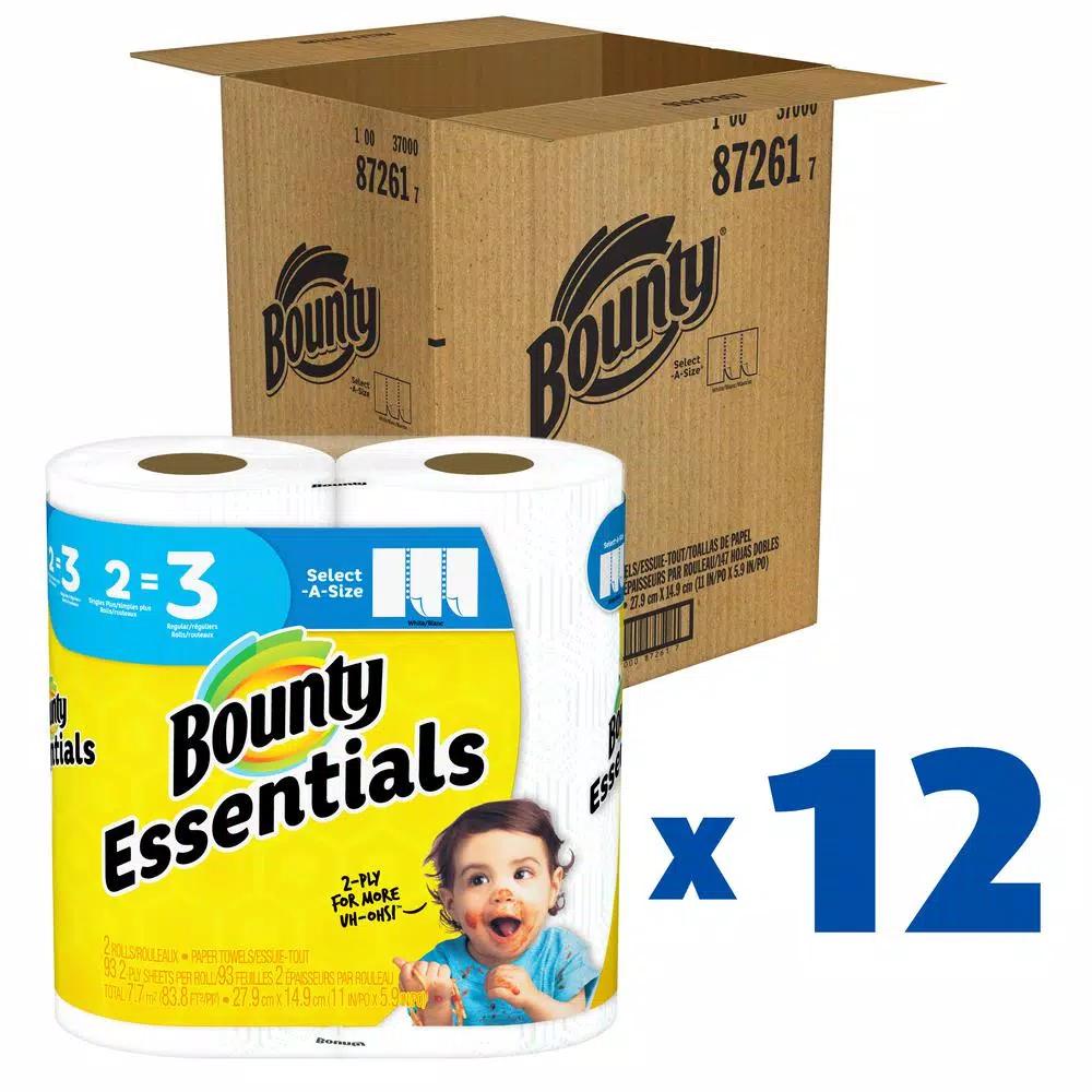 Bounty Select-A-Size White Paper Towel Rolls, 24 Rolls (12-Pack of 2 Giant Rolls)