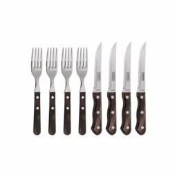 Tramontina Churrasco 8-Piece Steak Knife and Fork Set with Dark Brown Poly-Wood Handles thumbnail 3