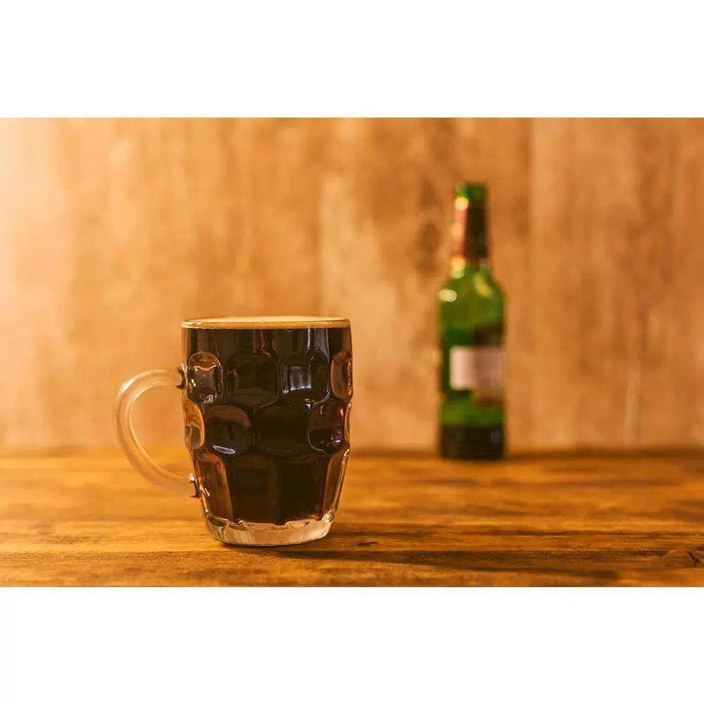 LavoHome 16 oz Clear Dimple Stein Beer Glass Mugs with Large Handle, Set of 6