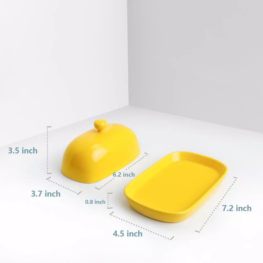 Sweese Porcelain Butter Dish with Lid - Cute Yellow Butter Keeper for Kitchen Storage