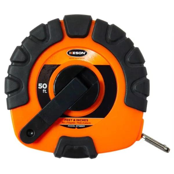 Keson 50 ft. Closed Reel Steel Tape Measure, High-Impact ABS with Rubber Grip, SAE