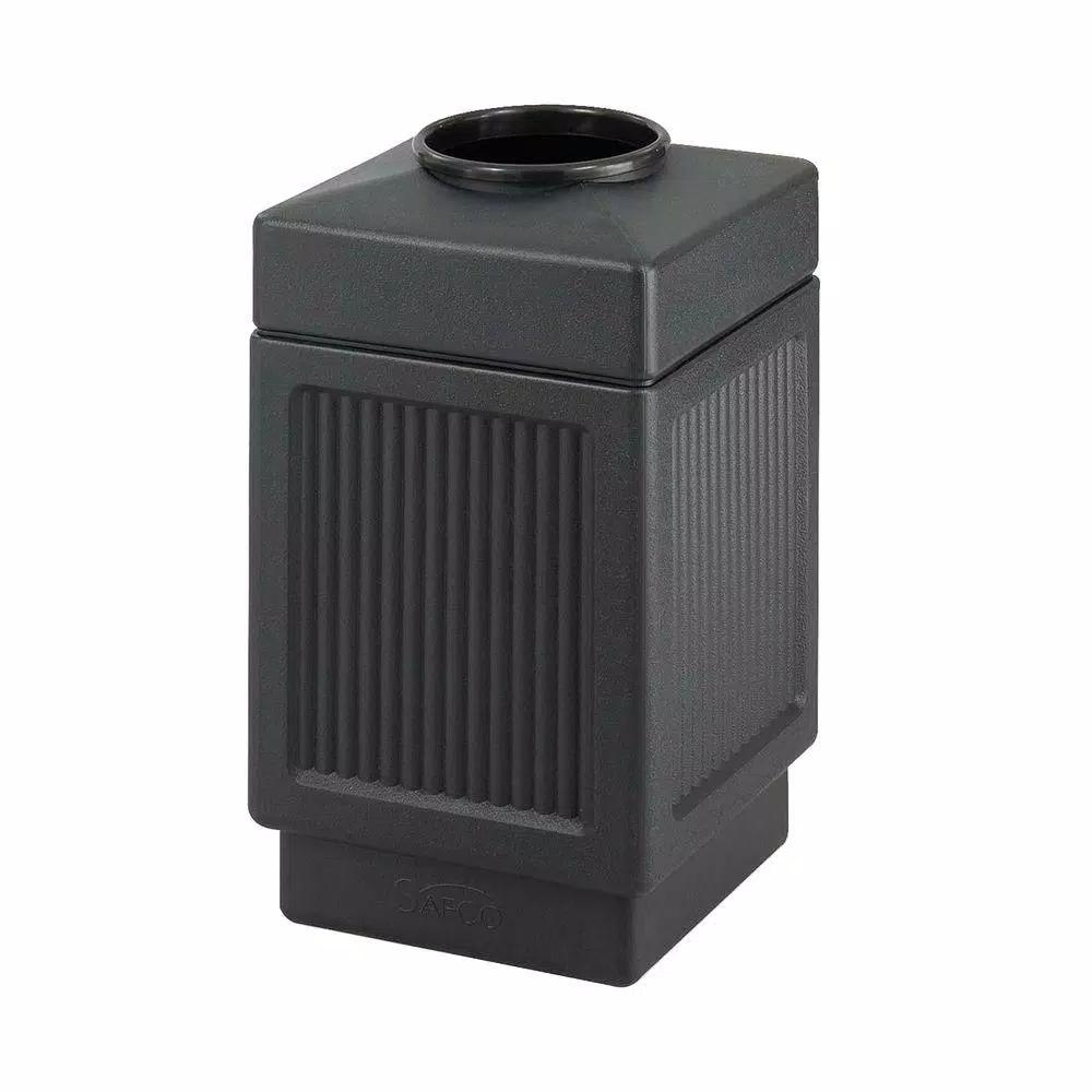 Safco 38 Gal. Pentagonal Indoor/Outdoor Square Waste Receptacle - Black