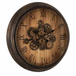 Glitzhome 27.76 in. Vintage Industrial Oversized Wall Clock with Moving Gears and Roman Numerals thumbnail 2
