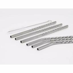 ExcelSteel 14 Pc Reusable Stainless Steel Mini Straw Set with Cleaning Brushes thumbnail 2