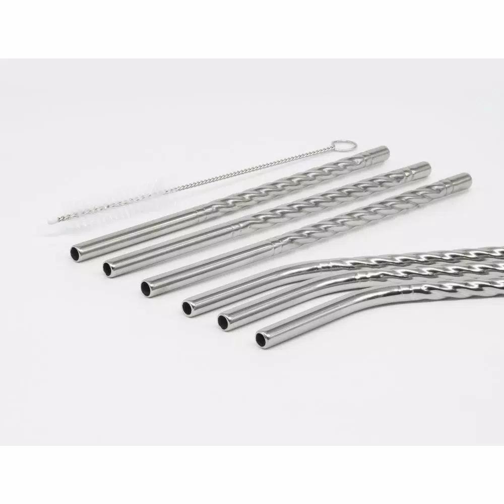 ExcelSteel 14 Pc Reusable Stainless Steel Mini Straw Set with Cleaning Brushes