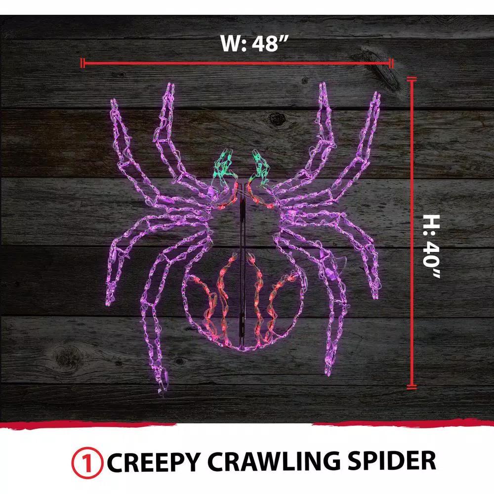 Haunted Hill Farm 48 in. x 40 in. Creepy Crawling Spider LED Halloween Window Light