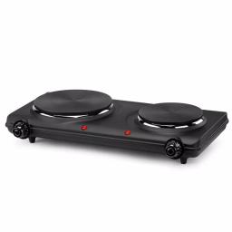 Continental Electric Portable 2-Burner Black Hot Plate with Cast Iron Plates and Adjustable Temperature Controls thumbnail 2