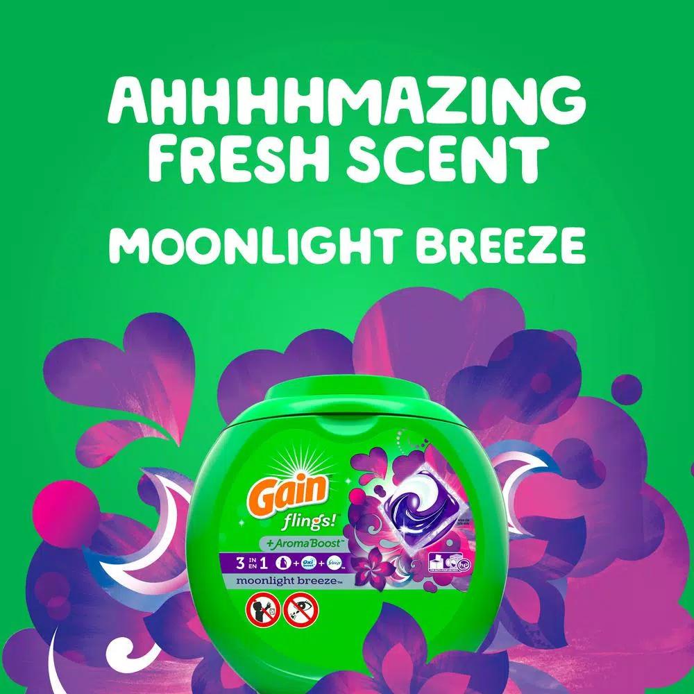 Gain Flings Moonlight Breeze Scent Laundry Detergent Pods, 16-Count (6-Pack)
