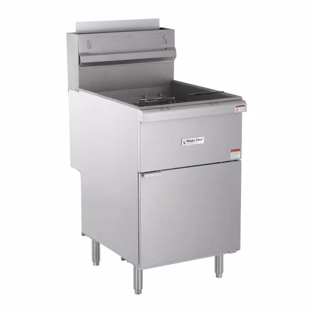 Magic Chef 52 Qt. Stainless Steel Commercial Natural Gas Deep Fryer, 150,000 BTU, 5 Burners