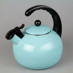 Creative Home Horizon 2.5 Qt. Porcelain Enamel on Steel Whistling Tea Kettle, Aqua Sky Blue thumbnail 2