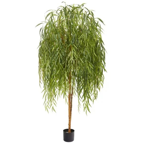 Nearly Natural Inc. 7 ft. Artificial Willow Tree with Green Leaves