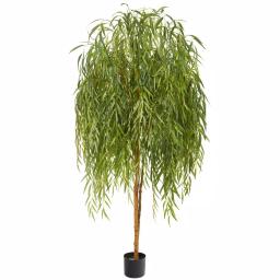 Nearly Natural Inc. 7 ft. Artificial Willow Tree with Green Leaves thumbnail 1