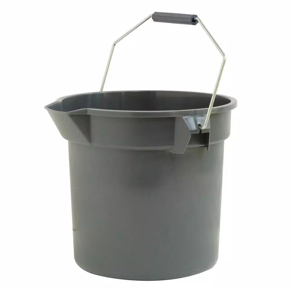 TAFCO PRODUCTS Tafco 3.5 Gal. Gray Round Utility ECO Bucket, 14 Qt. Heavy-Duty Commercial Grade, Made from 100% Recycled Water Bottles