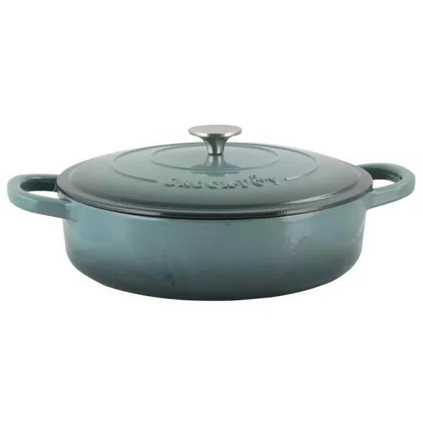 Crock-Pot Artisan 5 Qt. Enameled Cast Iron Round Braiser Pan with Self-Basting Lid