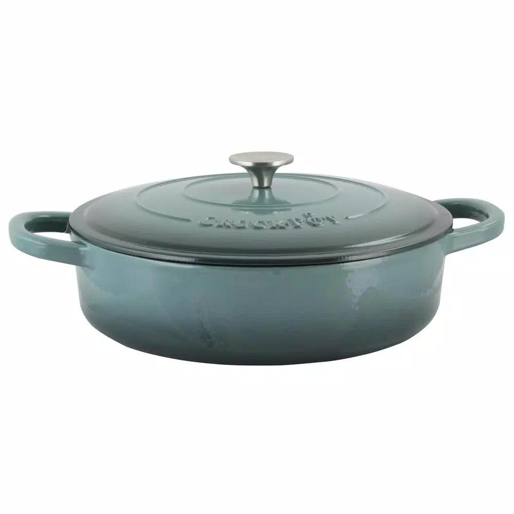 Crock-Pot Artisan 5 Qt. Enameled Cast Iron Round Braiser Pan with Self-Basting Lid