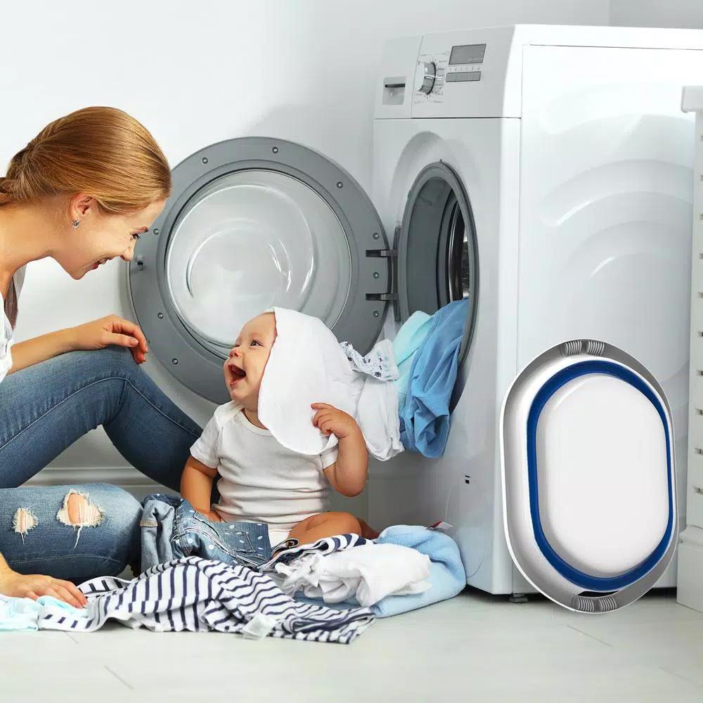Lavish Home Blue Collapsible Multi-Use Laundry Basket with Comfort Grip Handles
