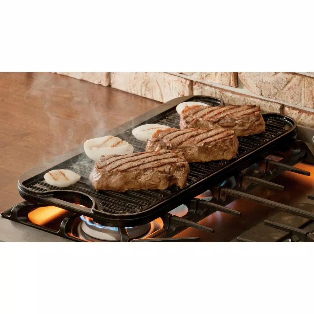 Lodge 5-Piece Reversible Cast Iron Stovetop Griddle Set with Egg Rings