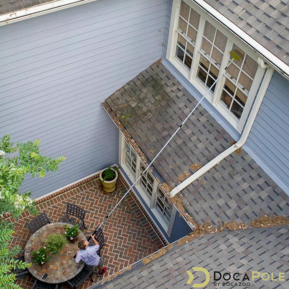 DocaPole 7 ft. to 30 ft. Telescoping Window Cleaning Kit with Dual Pivot Squeegee and Scrubber