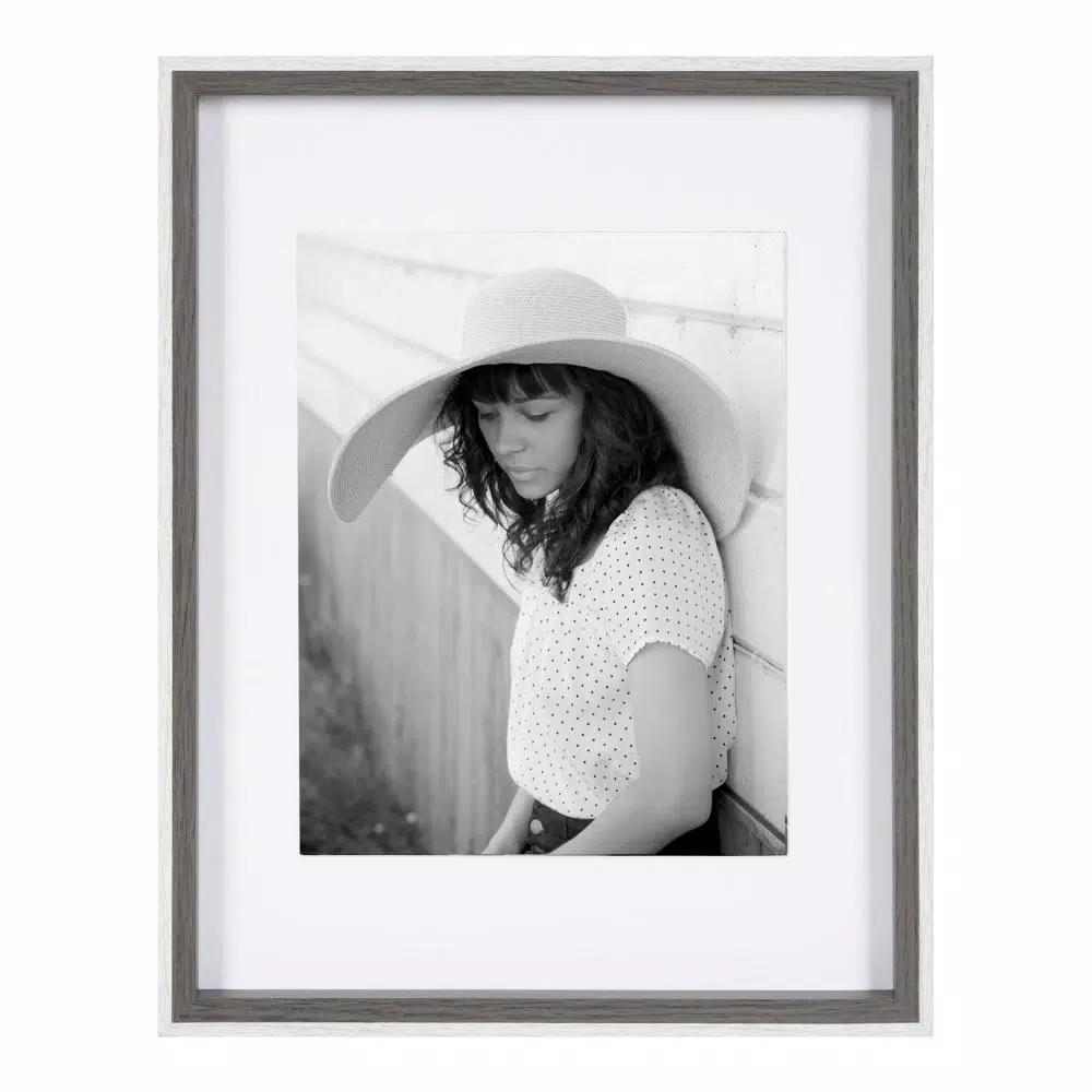 Kate and Laurel Gibson 11 x 14 in. Gallery Wall Picture Frame Set, Matted to 8 x 10 in., Gray and White (Set of 4)