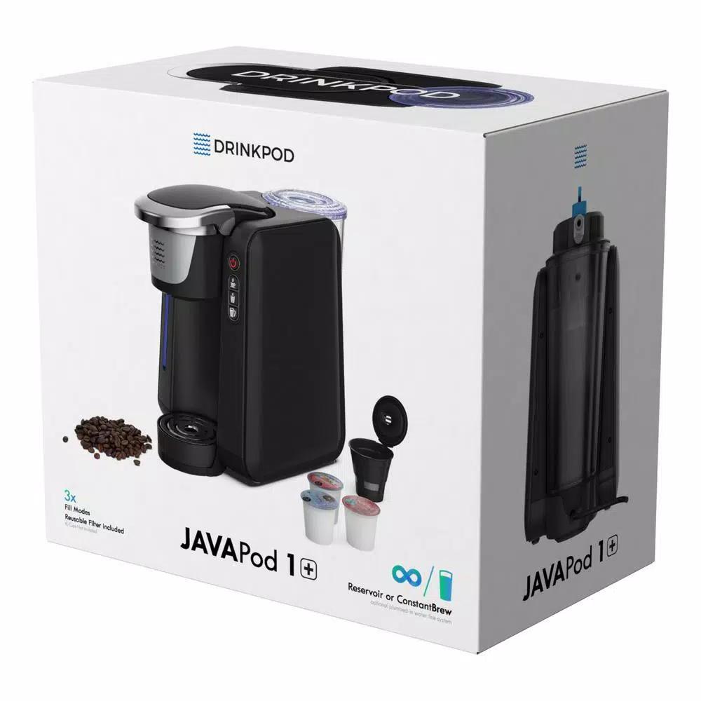 DRINKPOD JAVAPod 1 Single Serve K-Cup Coffee Maker, Refillable Reservoir or In-Line Water Connection, Black