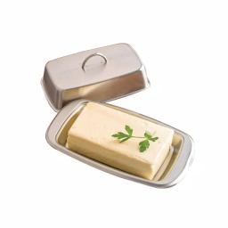 Jiallo Stainless Steel Butter Dish with Lid, Modern Rectangular Food Storage Tray thumbnail 3