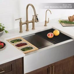 KRAUS Workstation Kitchen Sink Accessory Set: Bamboo Serving Board & 3 Stainless Steel Prep Bowls thumbnail 5