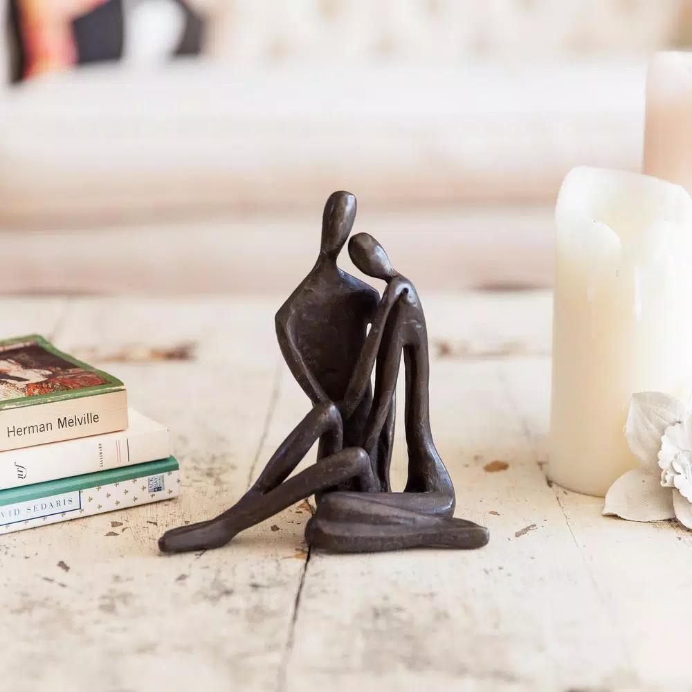 Danya B Cast Bronze Couple Embracing Sculpture - Handcrafted Sand Cast Metal Statuary