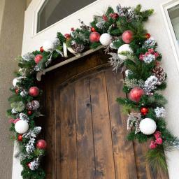 Village Lighting Company 9 ft. Frosted Wonderland Pre-Lit LED Christmas Garland, Red and White Candycane Theme thumbnail 3