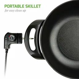 Ovente 13-Inch Non-Stick Electric Skillet with Tempered Glass Lid and Adjustable Temperature Control, Black thumbnail 5